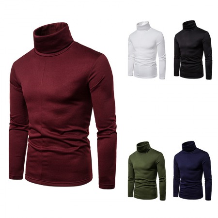 Men's Plus Size Plus Velvet High Neck Long Sleeve T-Shirt Bottoming Shirt